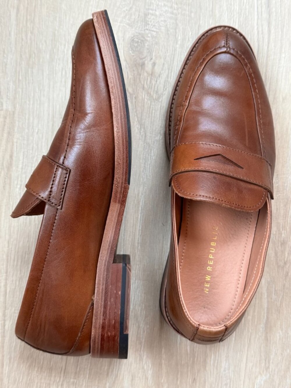 New Republic Brown Leather Penny Loafers Men's Dress Shoes